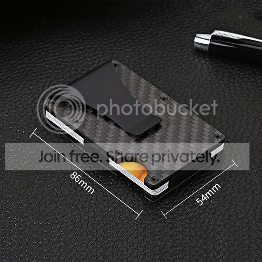 RFID Blocking Carbon Fiber Money Clip Slim Mens Minimalist Wallet ID